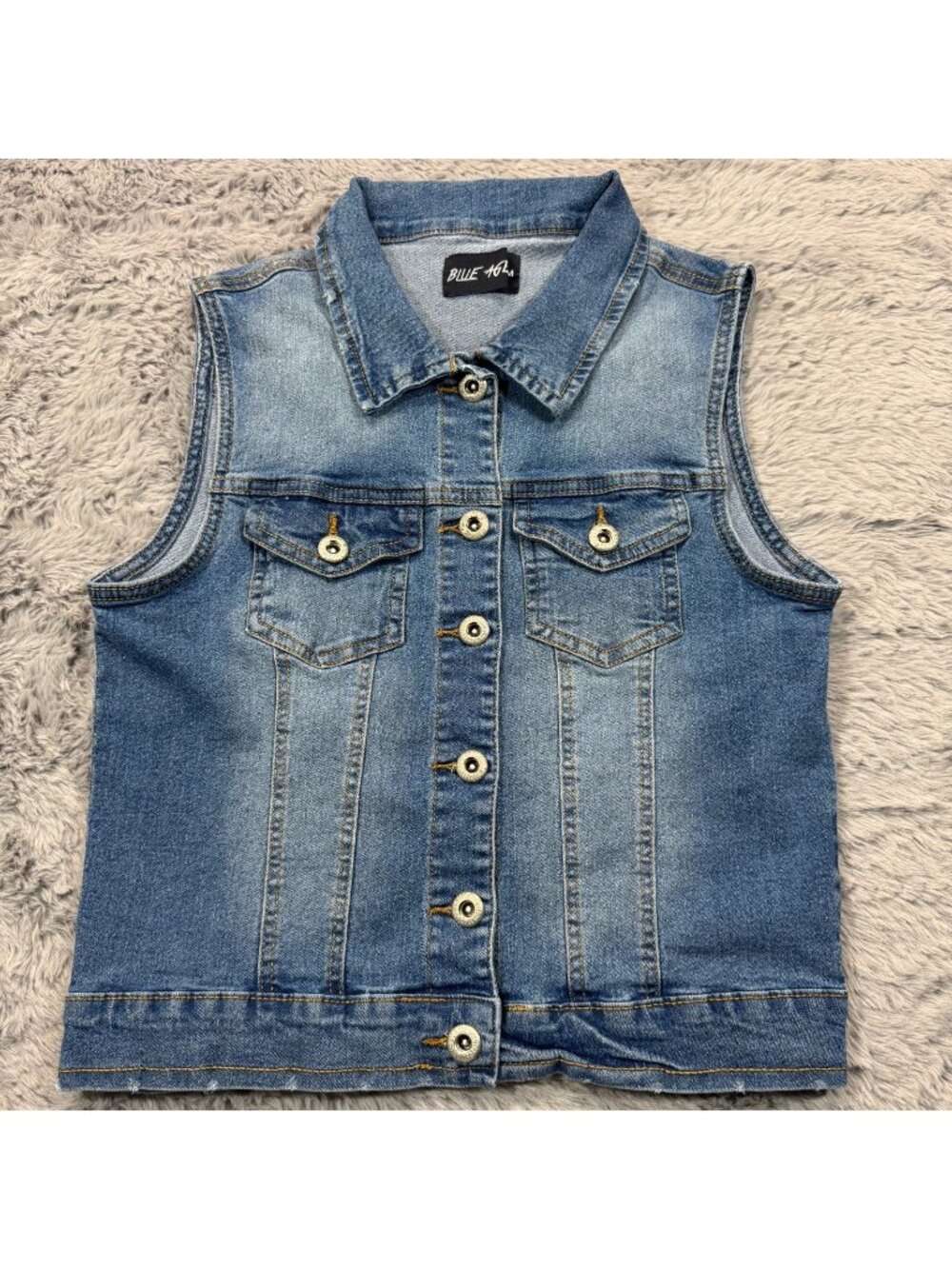 Blue Age Vest Women's M Blue Cotton Denim Trucker Casual Outdoor Travel Stretch